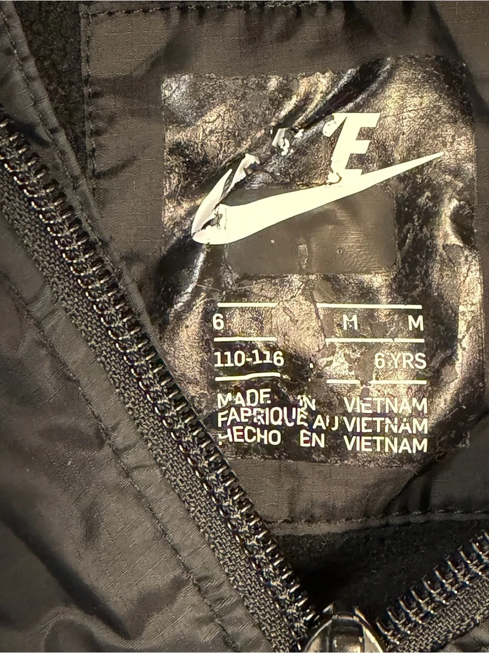 Nike Boys Sportswear Fleece Lined Windbreaker Jacket Black Gray Camo